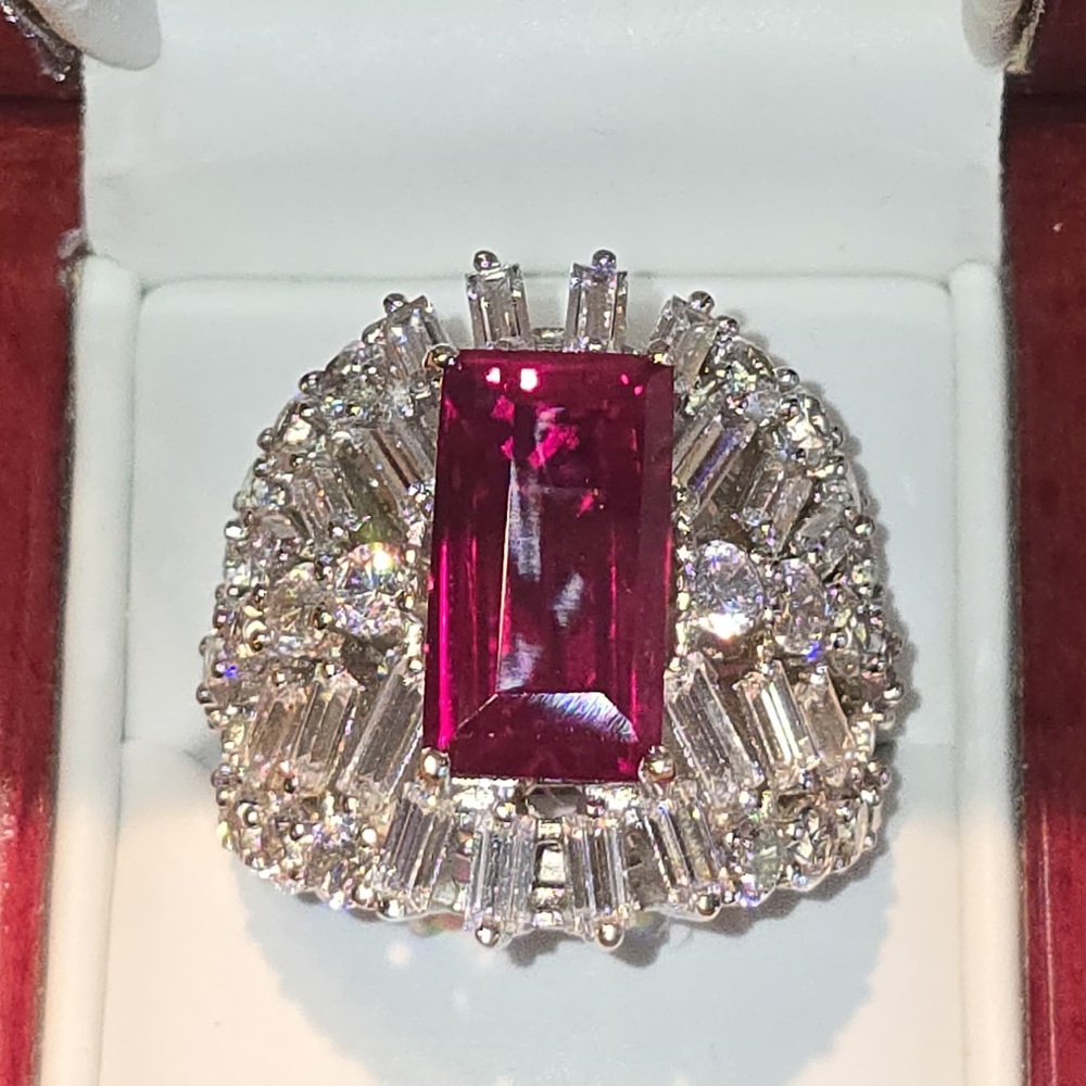 Charles Winston - Bella Luce Sterling Silver and Lab Ruby Gemstone Ring